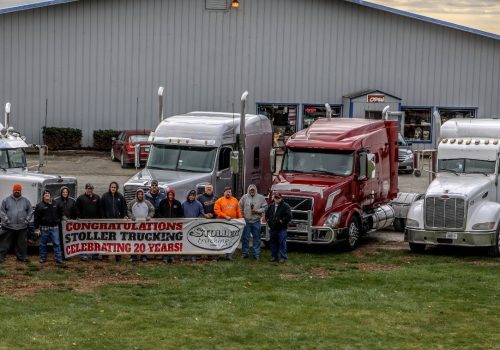 Trucks outside of Stolller Trucking, one of the best trucking companies in Wisconsin