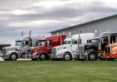 A line of Stoller Trucks ready for dry van trucking in Ohio